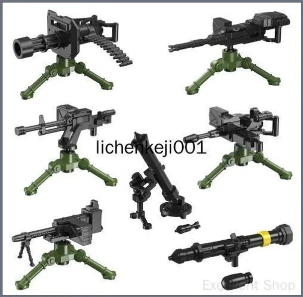 Совместимо с LEGO, Серия оружия, снаряжение, используемое минифигурками, модули военного оружия, Набор из 10 предметов