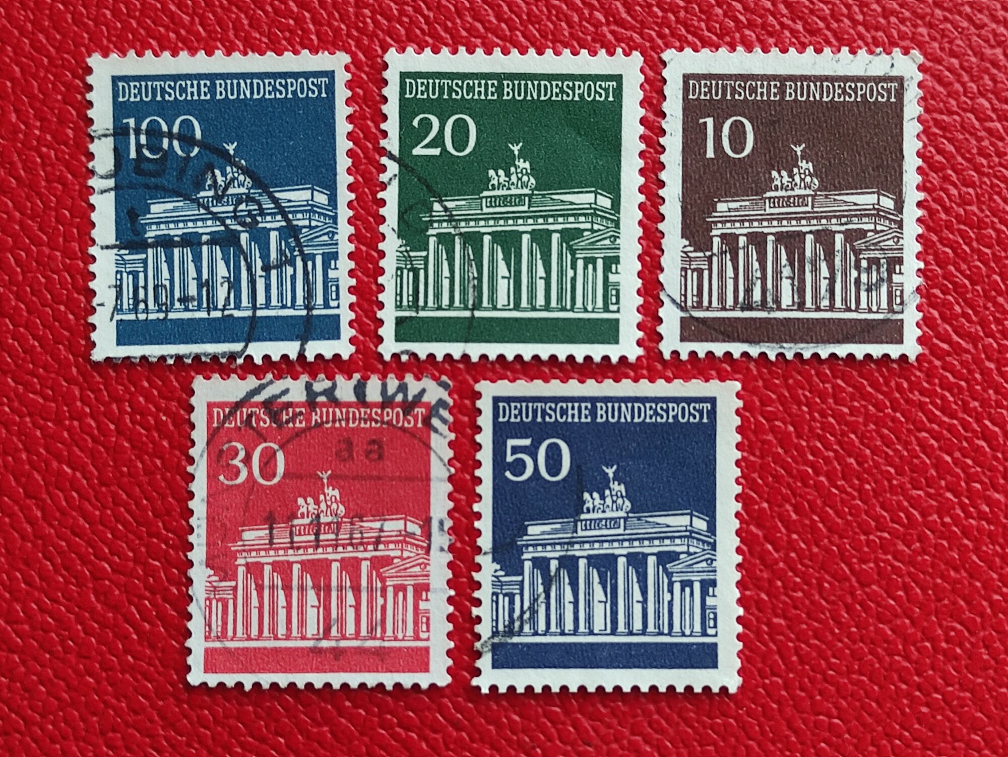 Марки Германия 1966. Серия: "Бранденбургские ворота, Берлин". Гашение. Редкость - см фото