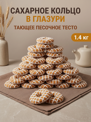 Изображение товара Печенье сахарное Кольцо с глазурью Остров Изобилия 1,4 кг к чаю