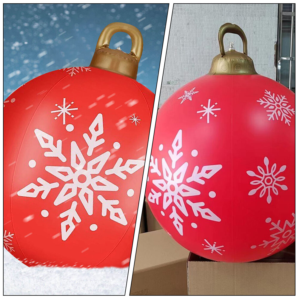 Красный Надувной Шар Для Рождества Из PVC 60CM Идеальное Украшение Для Дома Сада Веранды И Лужайки