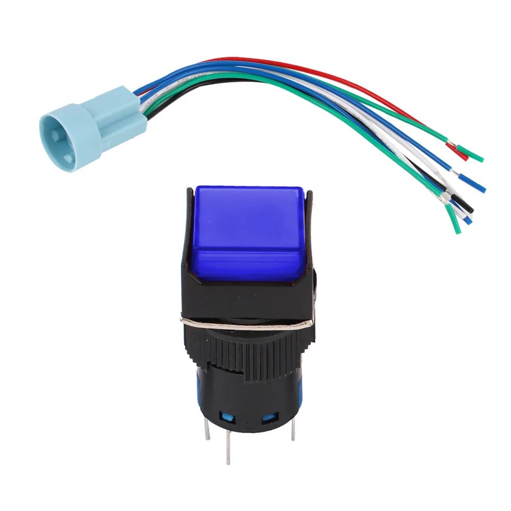 Кнопочные переключатели DIANQI LA160-16A 5В 12В 220В 16мм 8 Pin, Latching, Синий, Blue, 24V