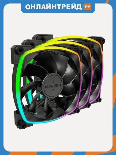 Изображение товара Вентиляторы для корпуса Montech RX120 Reverse ARGB BLACK 3шт