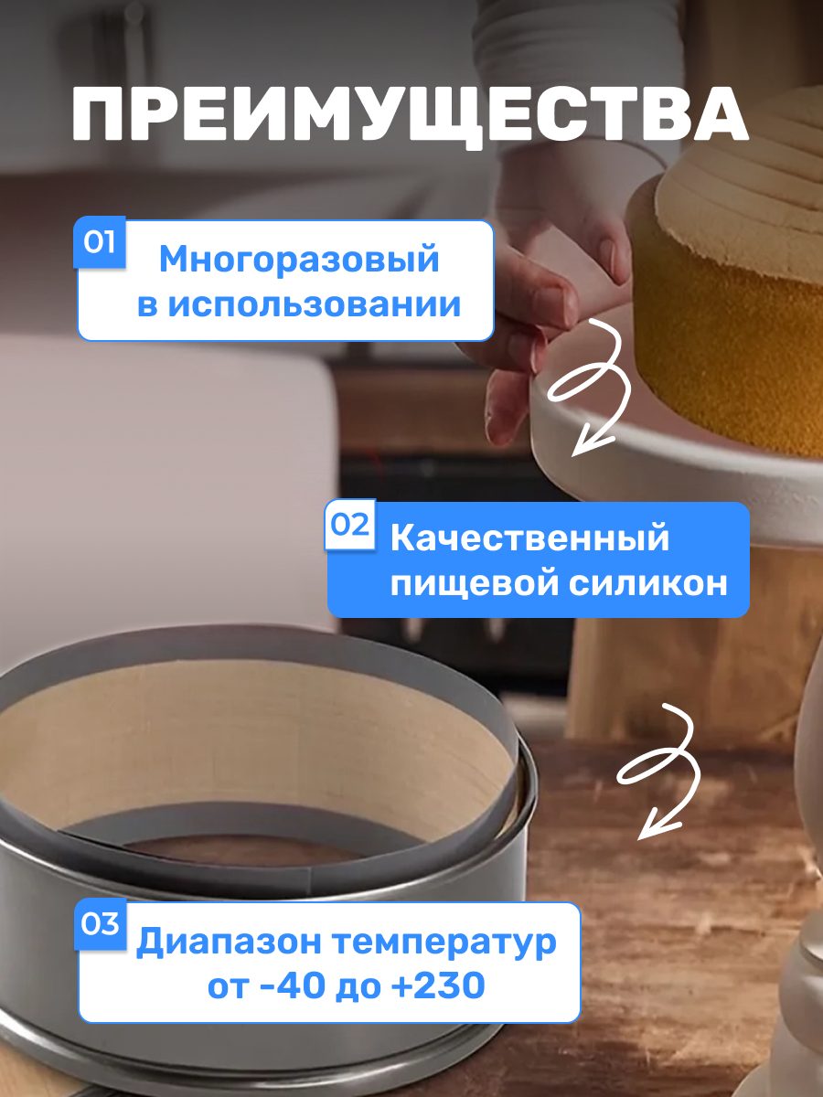 Круглый силиконовый коврик с бортиками для выпечки, 1 шт — фото 1