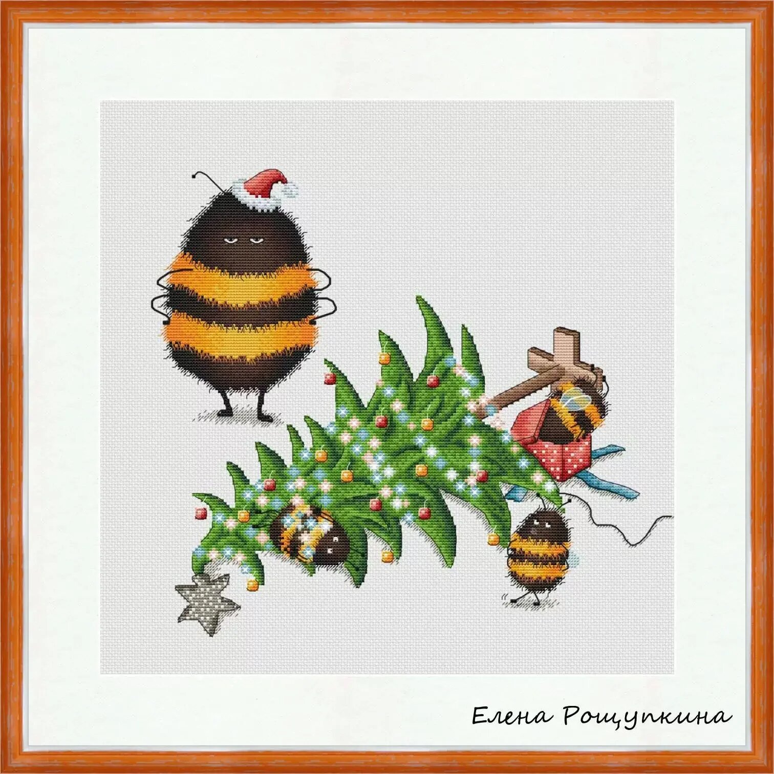 Наборы для вышивки крестом "Занятая пчела", "Чистка мамы", Christmas tree, 14CT unprint canvas