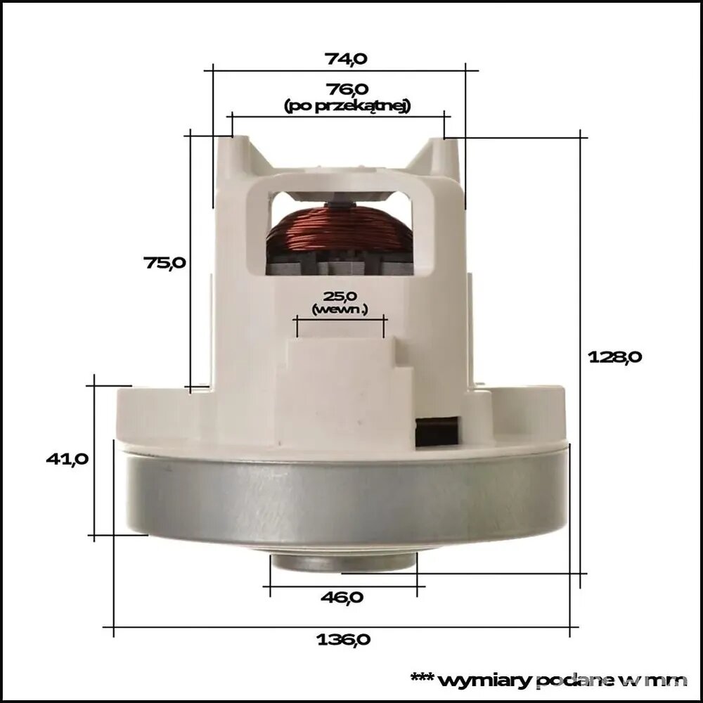 Эксклюзивный силовой агрегат 1400 Вт для пылесосов Miele MRG 41042/2 и MRG 74242/2, габариты 129 на 135 мм, артикулы 7499463, 06225220