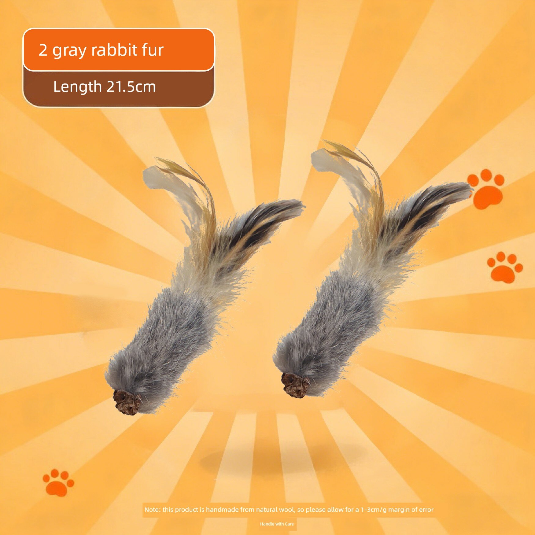 Серая игрушка из кроличьего пуха для кошек, длина около 20 см, 2 шт. упаковка для интерактивной игры и снижения стресса