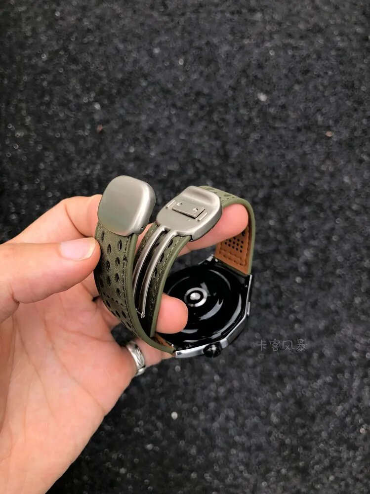 Четырехлистный клеверКожаный ремешок для 18мм Huawei Watch GT6/ GT5/ GT4 41 мм, GT5 Pro 42 мм, Hermes