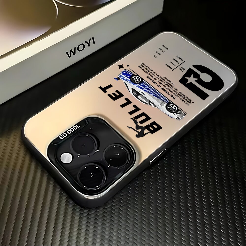 Чехол для смартфона 12 Pro Max, ударопрочная матовая задняя панель с УФ-печатью, изображение синего спортивного автомобиля в аниме-стиле, цвет: смешанный 1