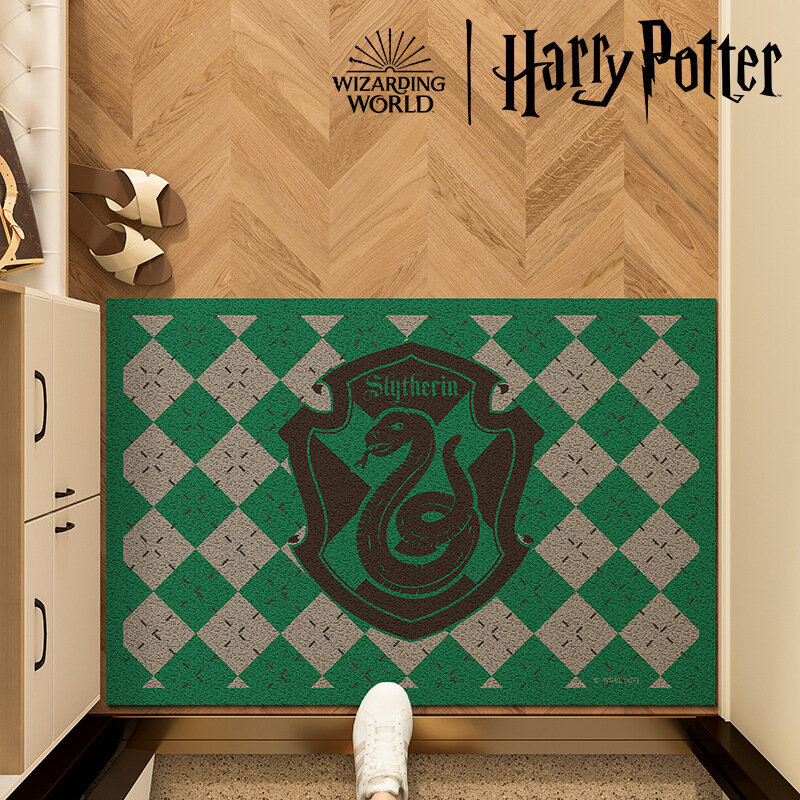 Коврик для входа с надписью "Slytherin" и зелено-серый узором, для дома, ковер 60x90cm
