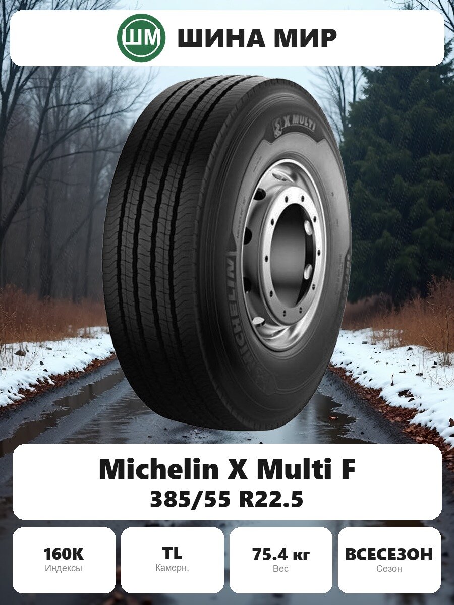 Грузовая шина Michelin X Multi F 385/55 R22.5 160K Всесезонная Нешипованная