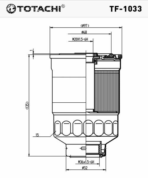 Фильтр топливный TOTACHI TF-1033, 1шт