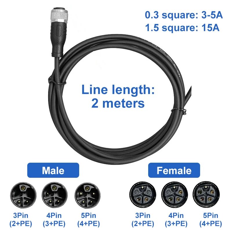 DIVIDEER M12 Разъем 5Pin (4 PE), 2м, 0.3 Square