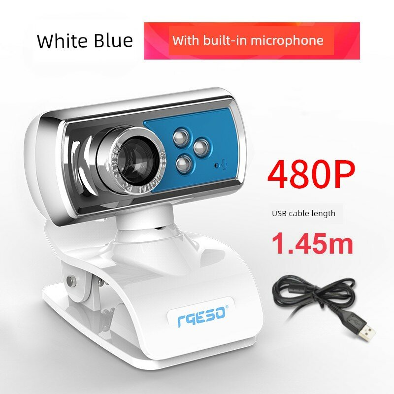 480P Ноутбук бело-голубой для онлайн-занятий, с встроенным микрофоном, беспроводной режим, готов к видеоконференциям