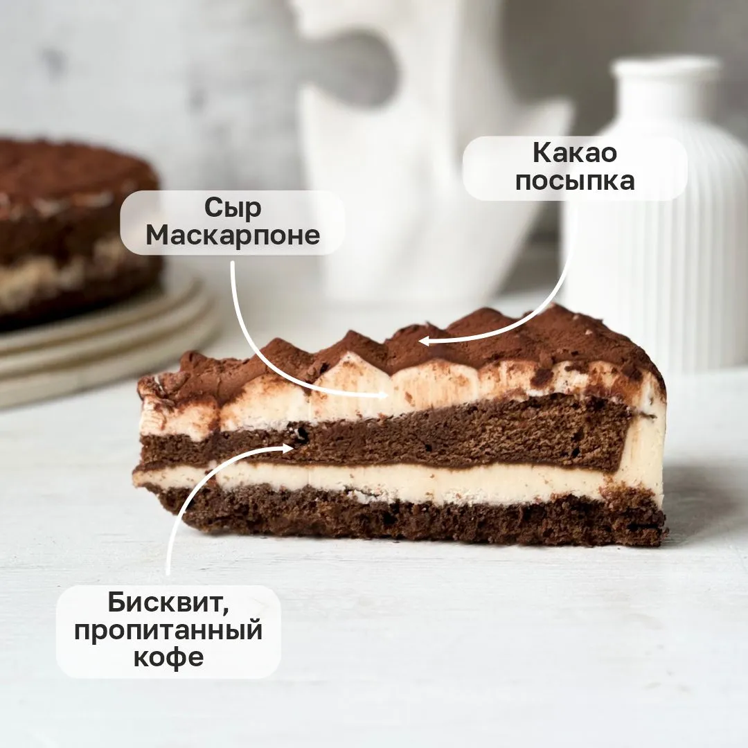Торт Тирамису Dessert Fantasy, маскарпоне, кофе, какао, в индивидуальной упаковке, 120 г.