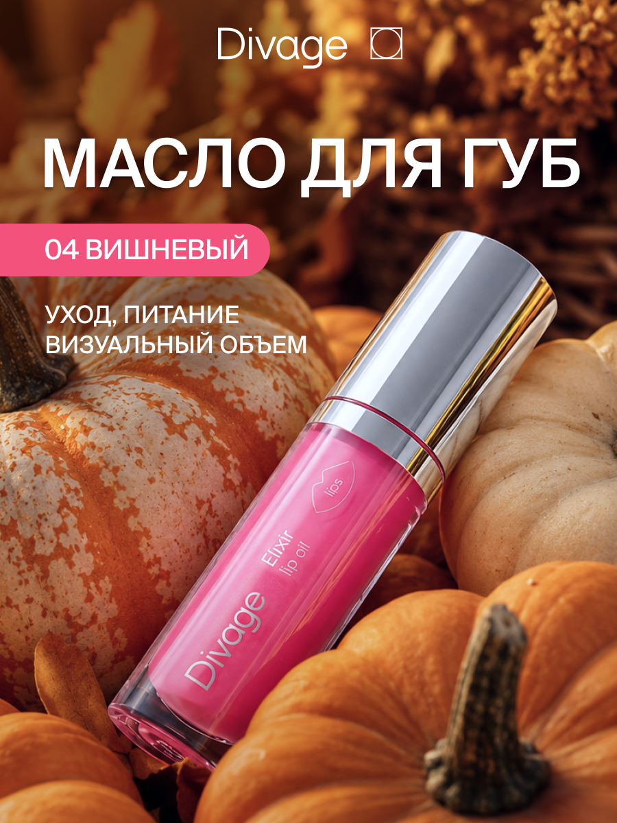 Divage Масло для губ с глянцевым блеском Elixir Lip Oil, тон 04 вишневый