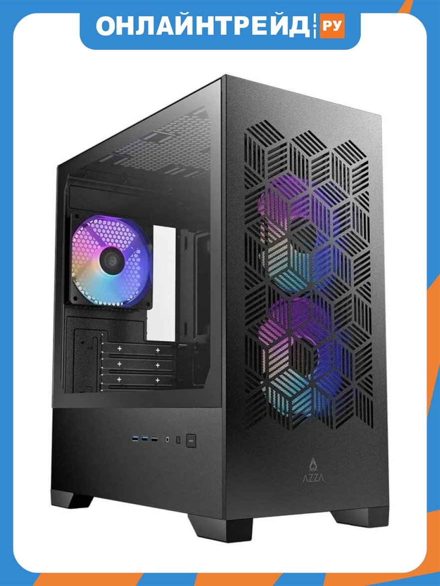 Корпус Azza AEROHEX-M без БП mATX черный