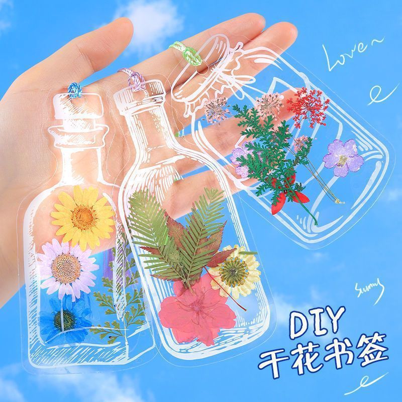 DIY Ручная работа с сушенными цветами, закладка с прессованными листьями, прозрачный дизайн, коллекция «Весна в