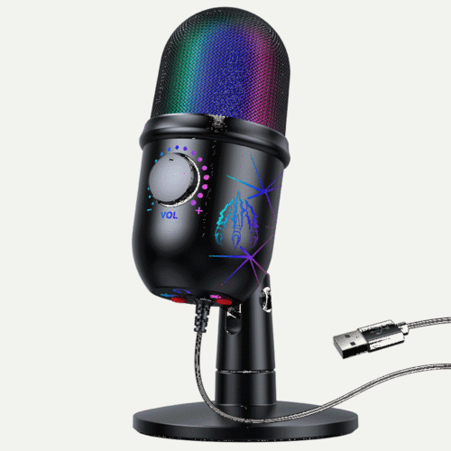 Изображение товара Проводной настольный микрофон MyPads V5 для стриминга с RGB подсветкой и шумоподавлением