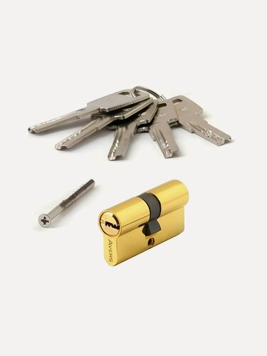 Изображение товара Личинка замка двери Avers ZM-60-C-G 60 мм с заверткой, золотой цилиндр для входной и межкомнатной двери, 30/30, ЦАМ, 21643