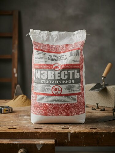 Изображение товара Известь пушонка гашеная, 30 кг, Диана в бумажном пакете упаковка