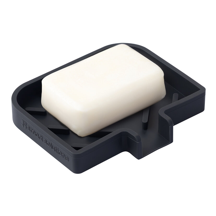 Мыльница Dry Flex силиконовая со сливом графит Smart Solutions SS0000373