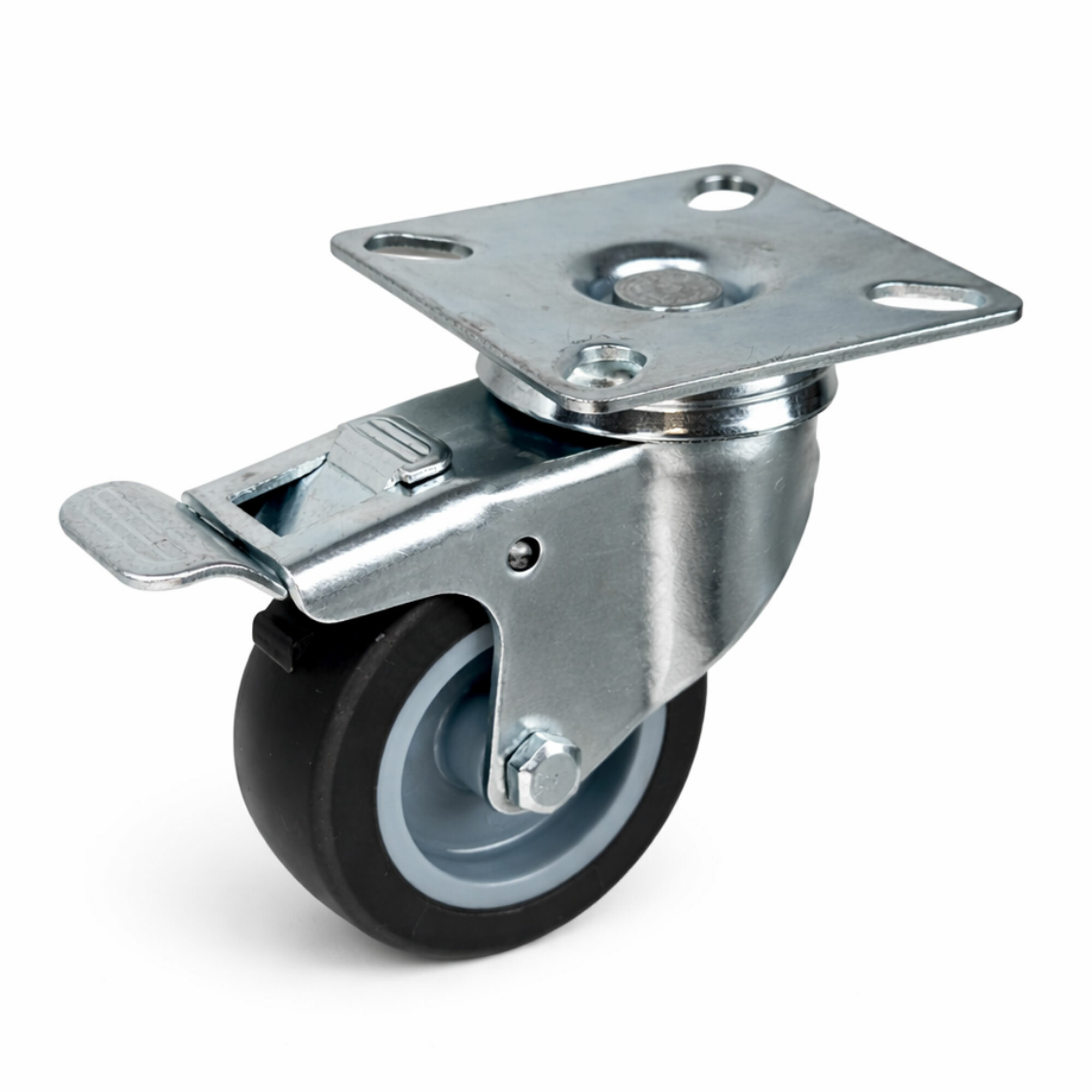 Колесо для мебели поворотное с тормозом Стелла-техник 3803-60, d 60 мм, г/п 50 кг