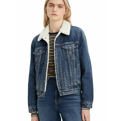 фото Куртка джинсовая levi's women original sherpa trucker jacket, размер xs, синий