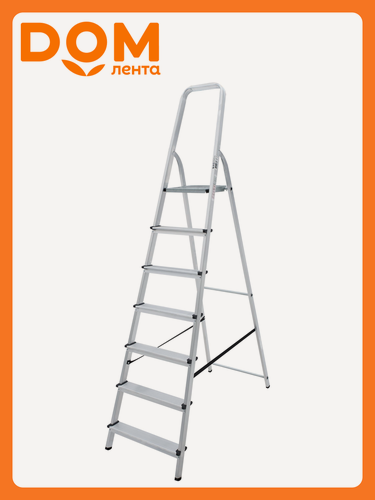 Изображение товара Стремянка Новая Высота, 1 секция, 7 ступеней, алюминий, серебристая