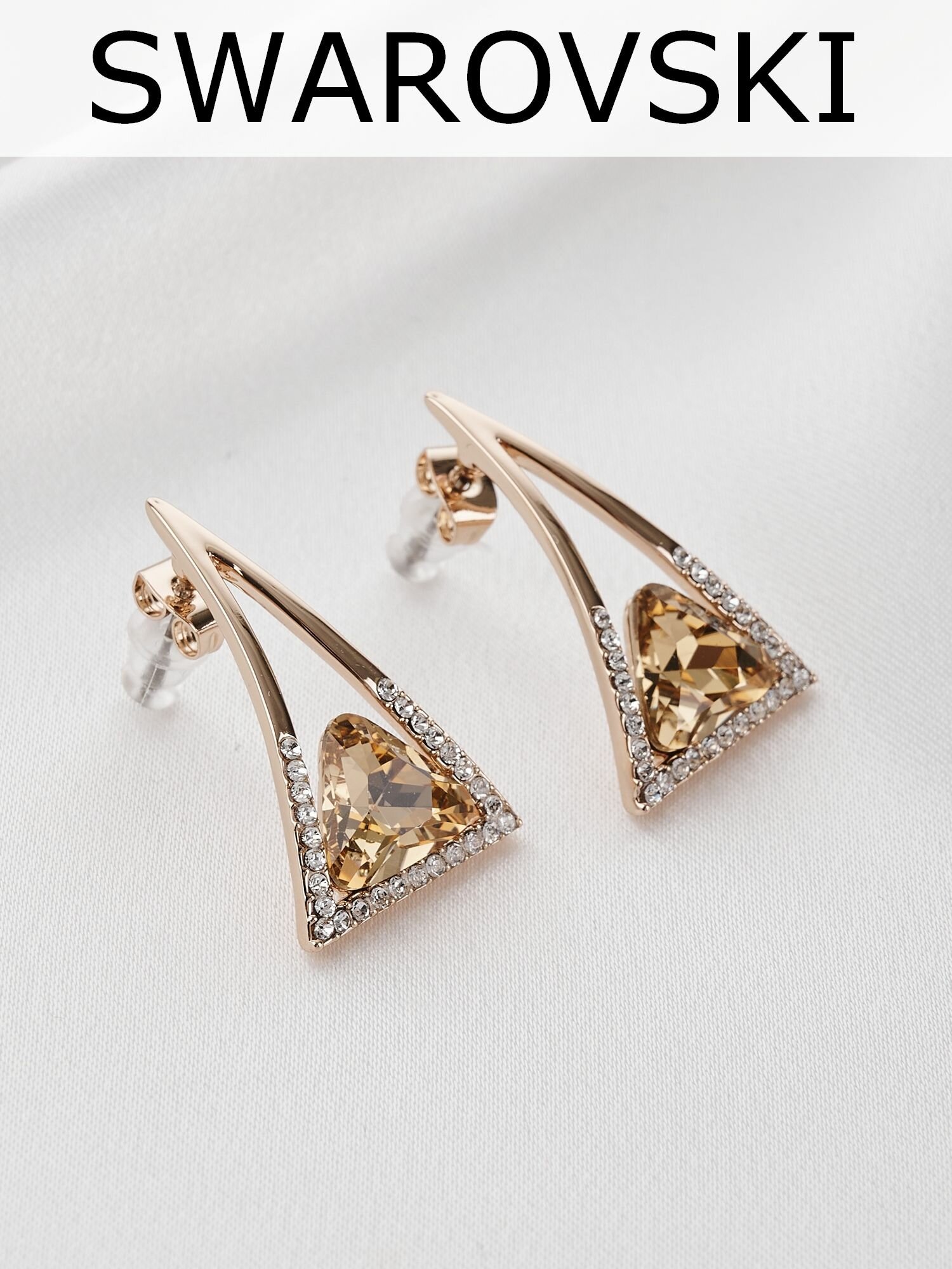 Серьги пусеты MONASHOP, кристалл, кристаллы Swarovski