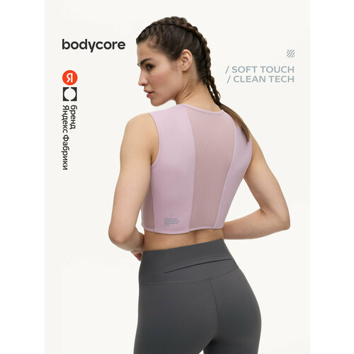фото Топ спортивный bodycore из ткани soft touch с антибактериальной пропиткой, размер l, лиловый
