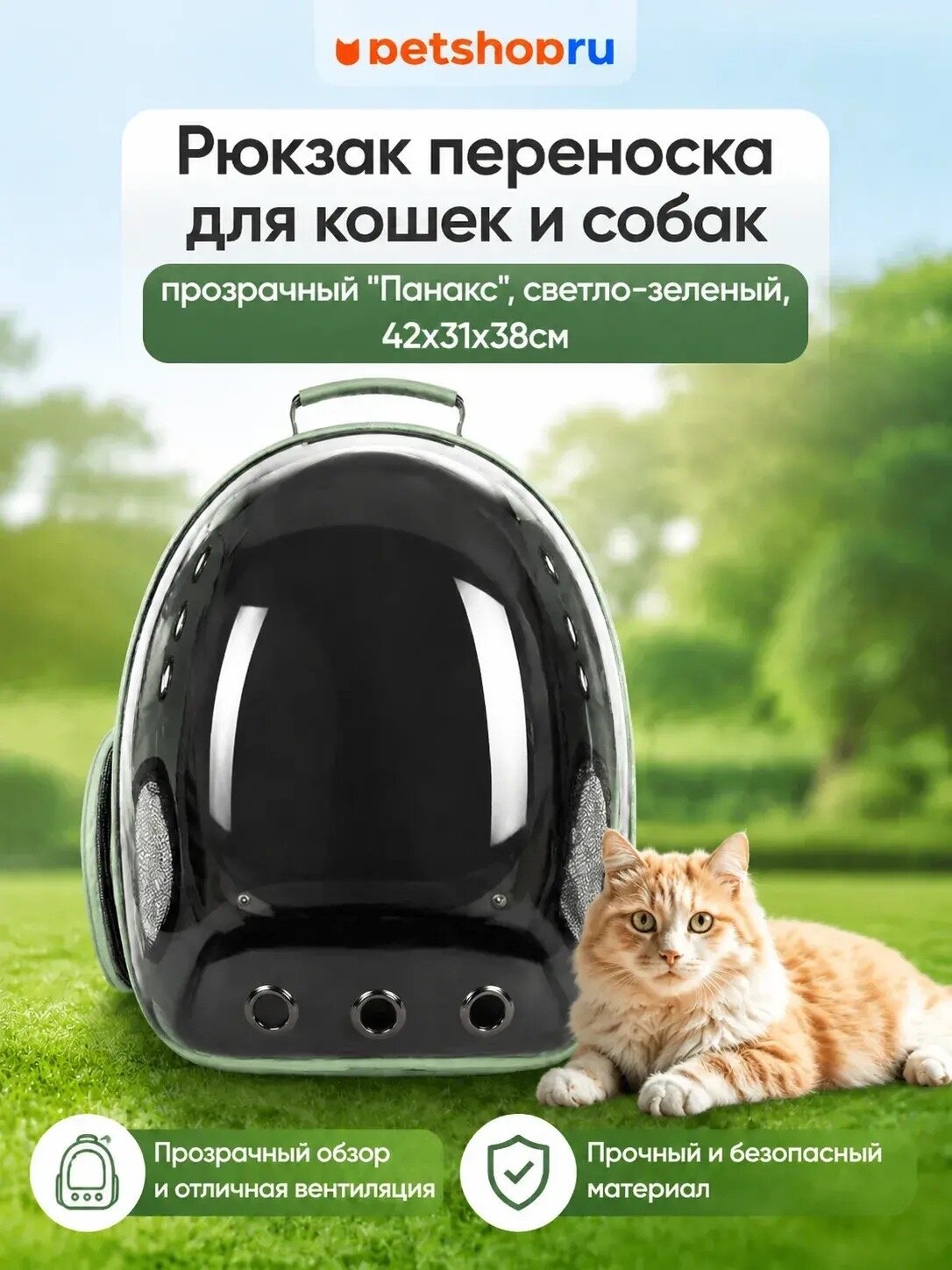 Рюкзак прозрачная стенка, "Панакс", светло-зеленый