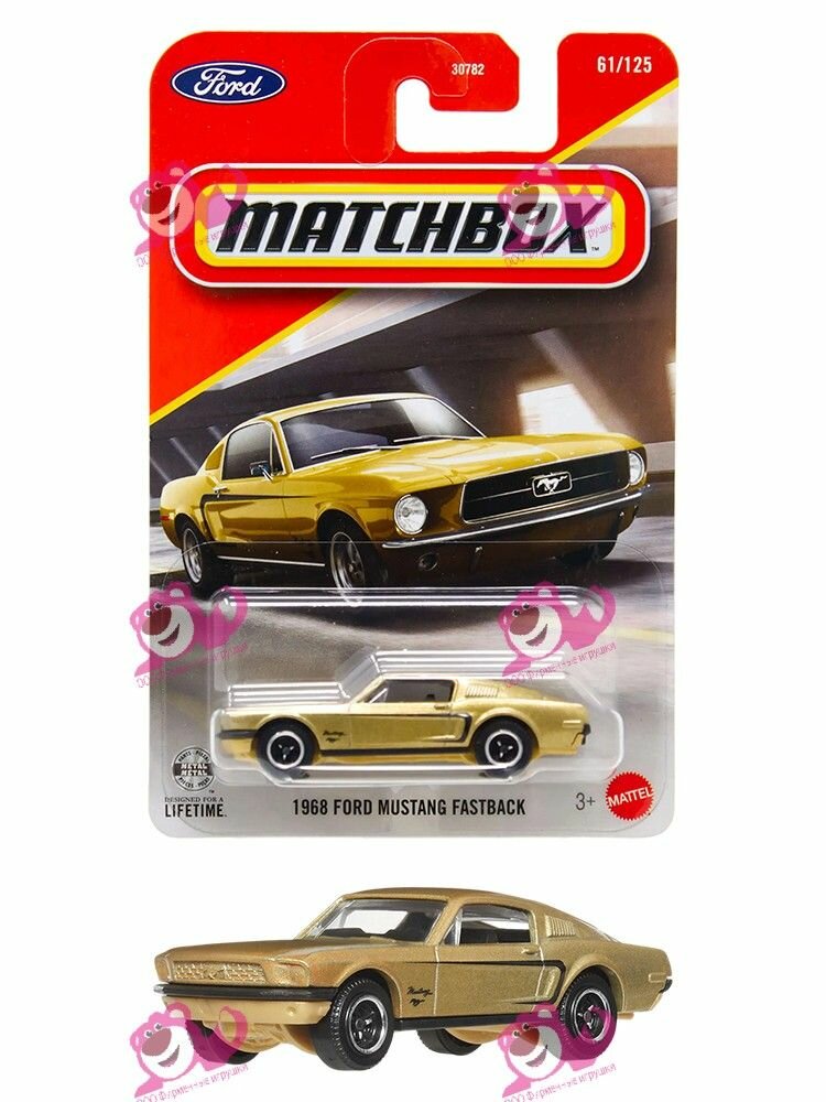 Машинка Matchbox Toys 1:64 Scale Die-Cast Basic Car 30782 1968 Ford Mustang Fastback