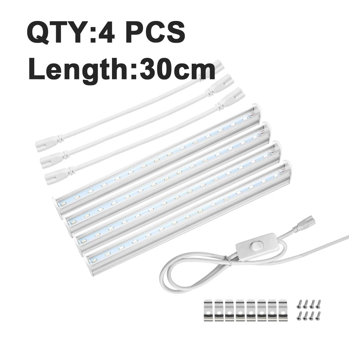AIMENGTE Фитолампа LED 6Вт 30см полный спектр для комнатного 4Pcs Light Bar, 220V EU Plug