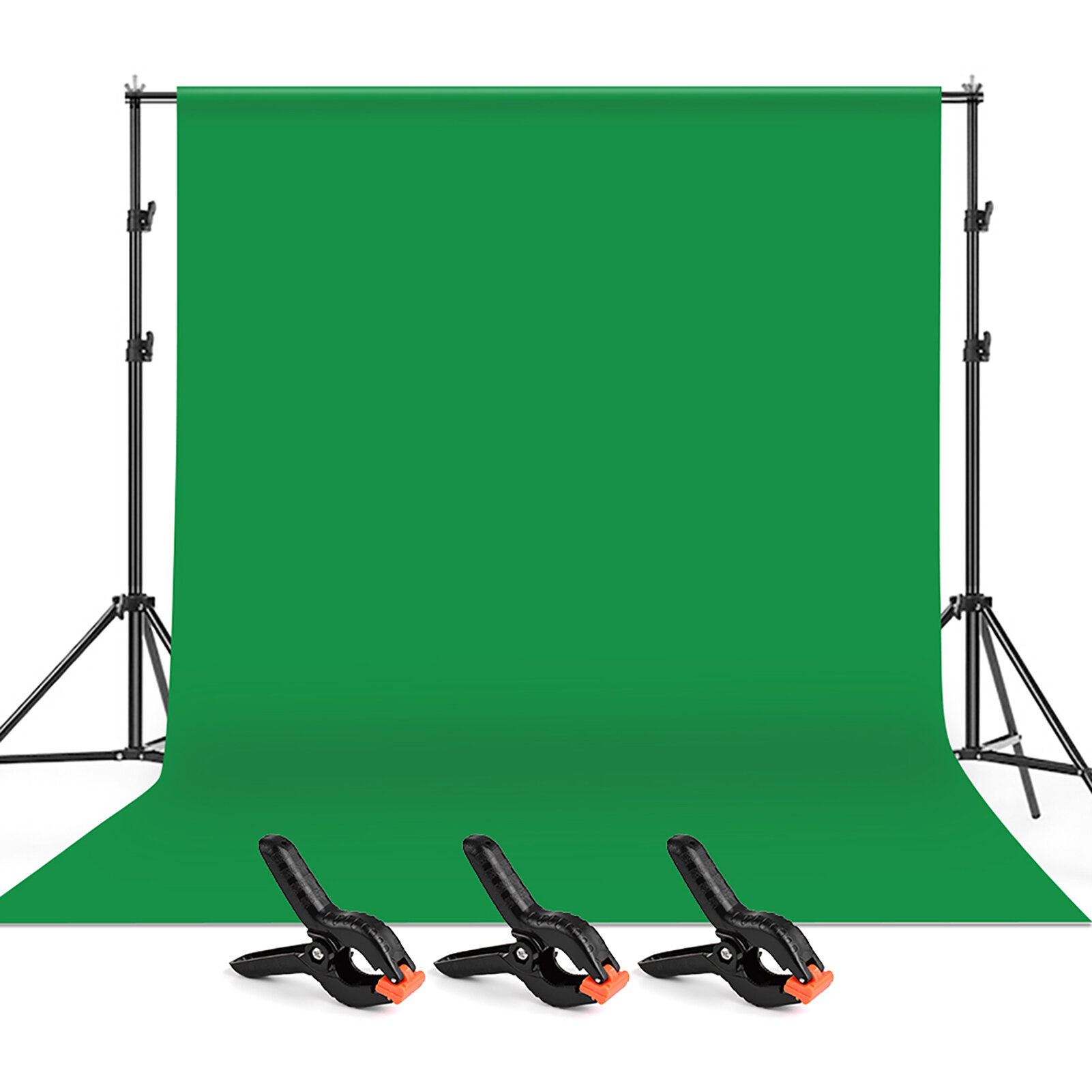 Andoer 2 * 3 м/6,6 * 10 футов фон для студийной фотографии с зеленым экраном, моющийся полиэстер-хлопчатобумажная ткань с кронштейном для подставки для фона 2 * 3 м / 6,6 * 10 футов + 3 зажима для фон