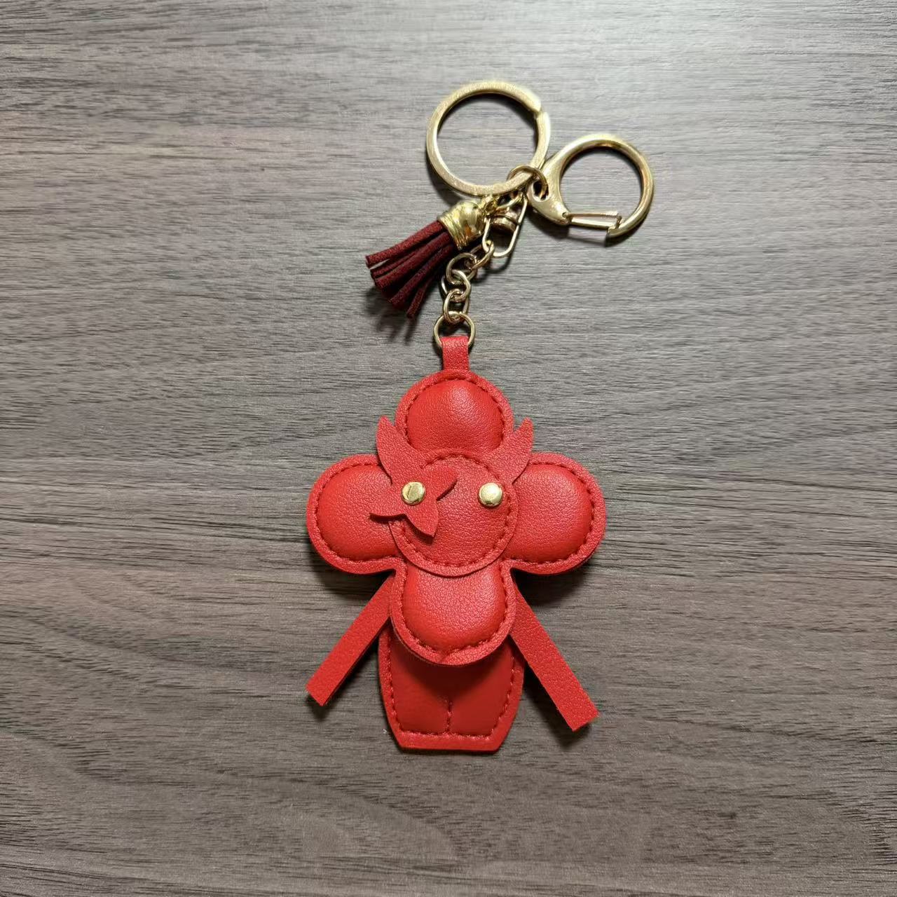 Милая подвеска для сумки в виде подсолнуха, кожаный брелок для ключей, colorful брелок для сумки - Ярко-красный