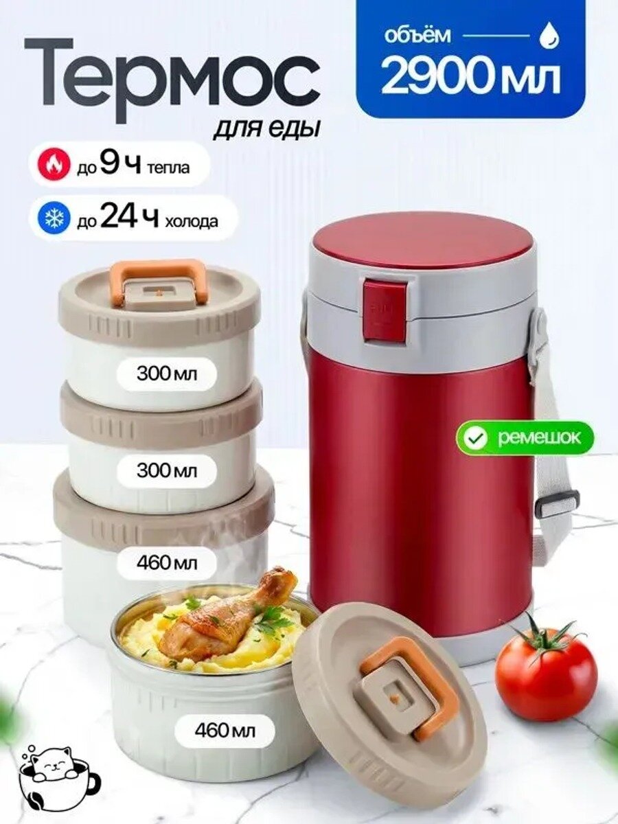 Термос Вакуумный, Можно использовать в СВЧ-печи, Можно мыть в посудомоечной машине, 2.9 л