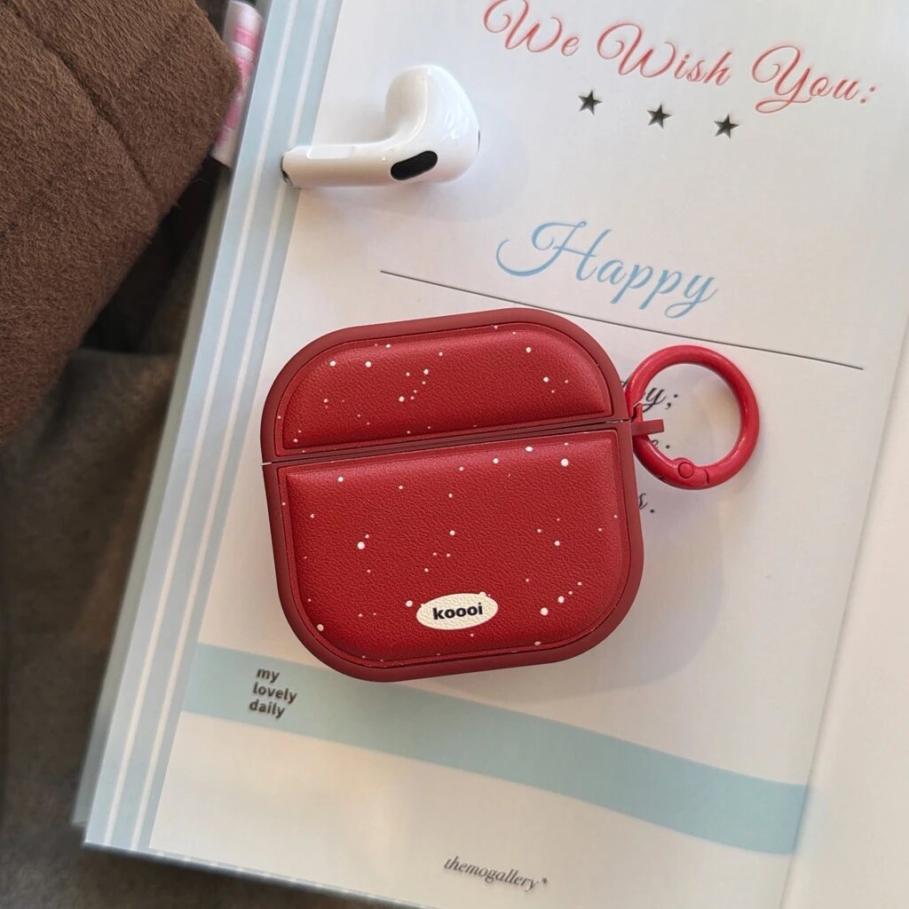 Чехол из искусственной кожи красный для AirPods 1/2/3/4 Pro 2/Pro 3 For AirPods Pro 3, Red