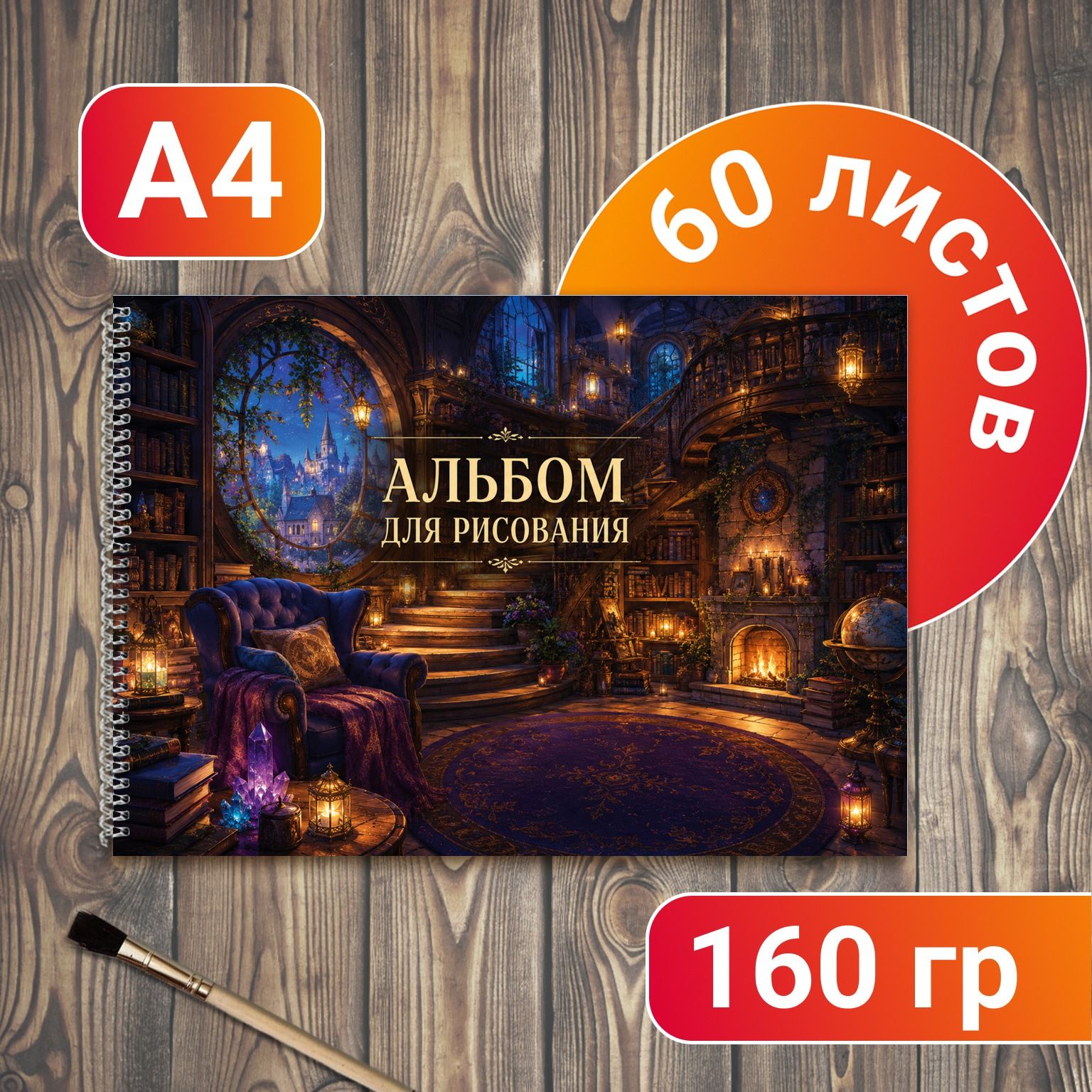 Альбом для рисования Уютная библиотека А4 60 листов
