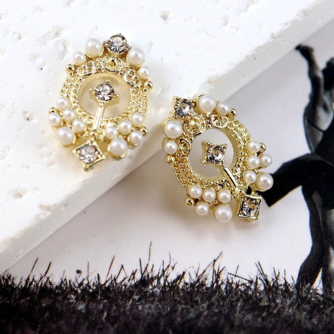 Серьги с жемчугом и стразами, Цвет: RS1043