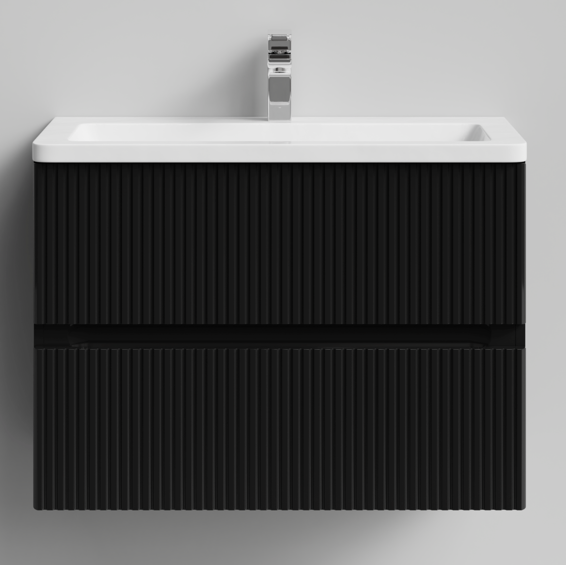 Тумба с раковиной Modules 80х36см, подвесной, черный глянец