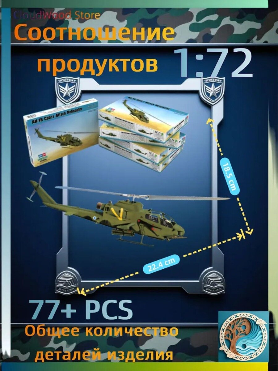 Hobbyboss 87225 1:72 Американский ударный вертолет AH-1S "Кобра"Сборка моделей самолетов