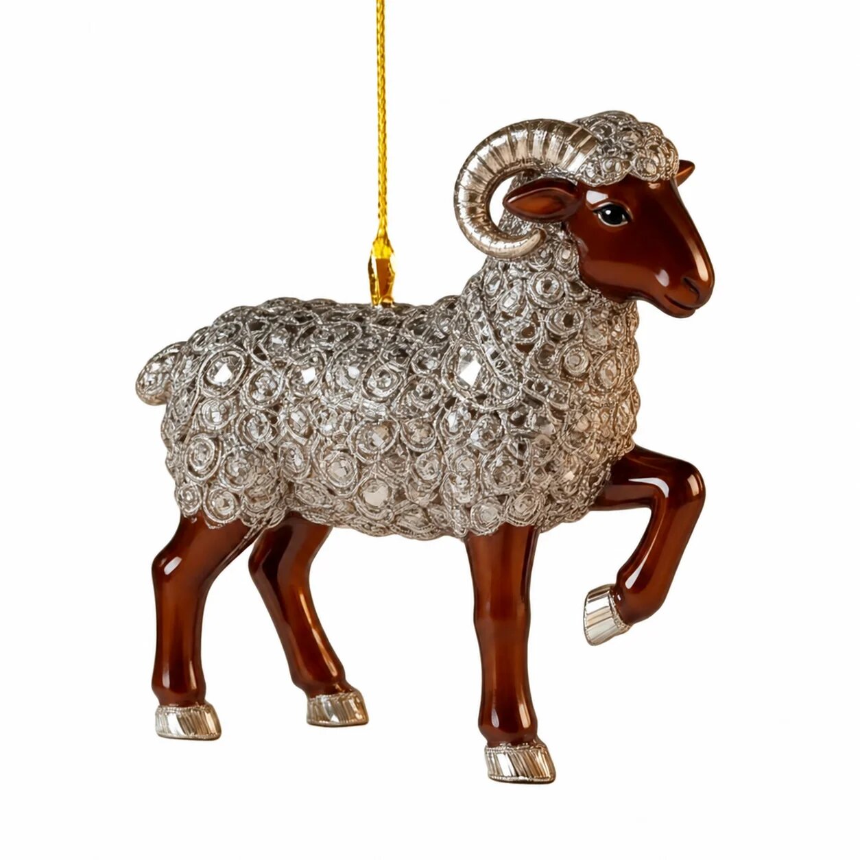 Красный талисман "Год Козы 2027" Brown Light Silver