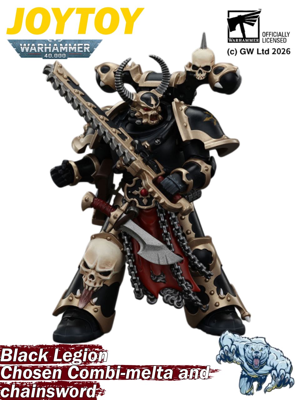 JOYTOY warhammer 40000 Chaos Space Marines Black Legion Chosen Combi-melta and chainsword 1/18 nодаpок коллекция игрушек
