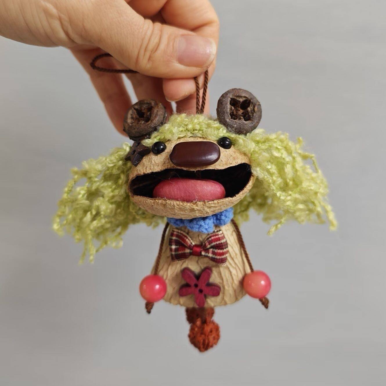 Набор для рукоделия кукла из желудя, Cute Frog Green Hair подвеска из орешка своими руками украшение для дома подарок
