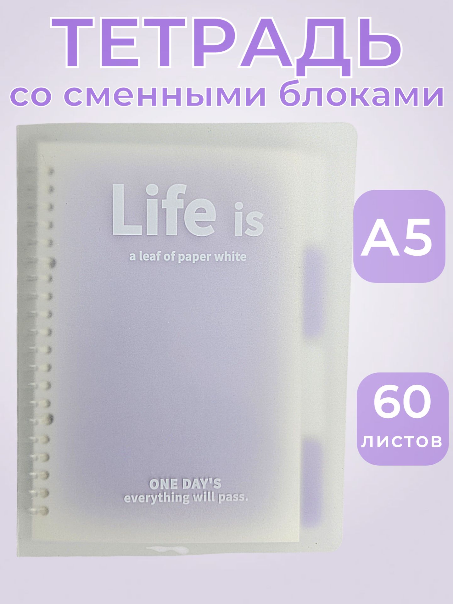 Bloknot Тетрадь со сменным блоком A5, 1 шт, листов: 60, Артикул: 5554714588