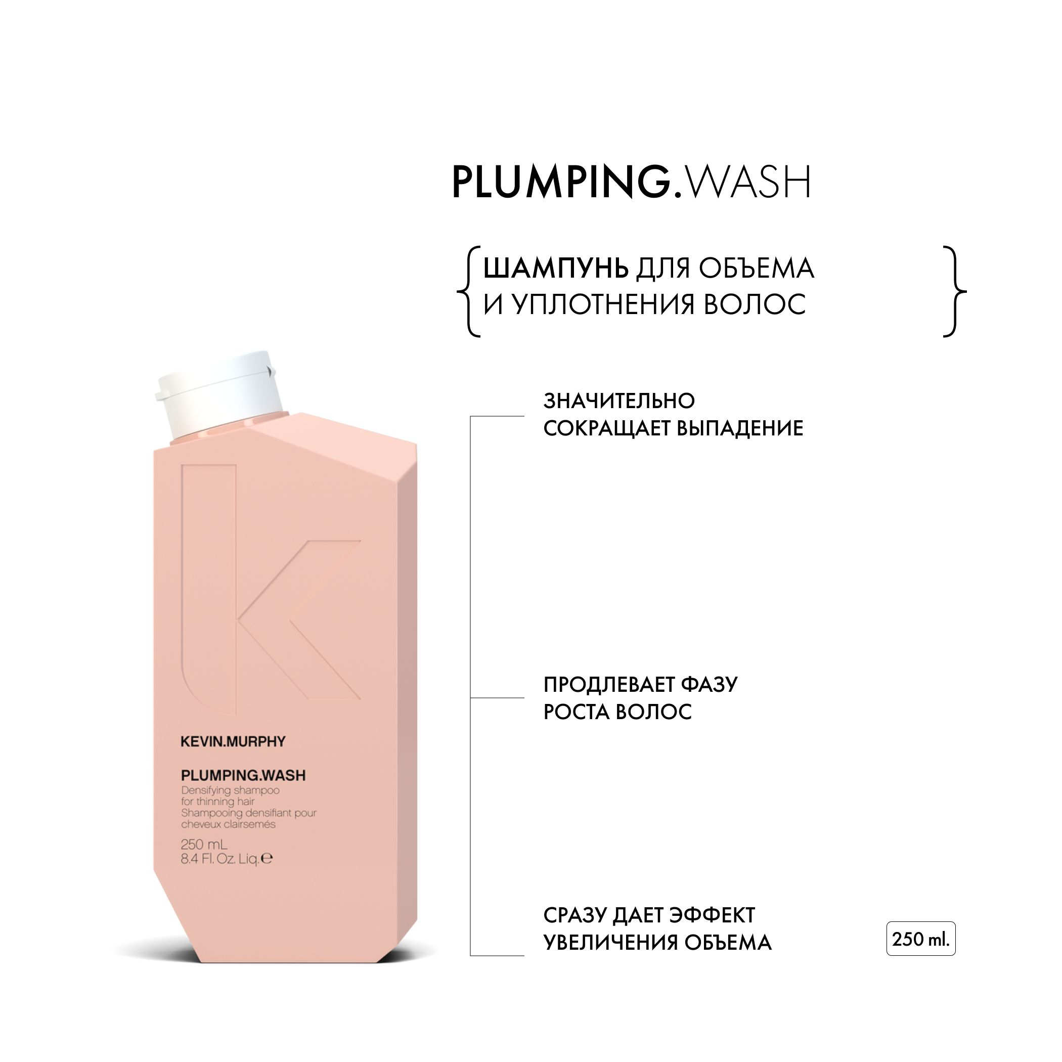 Укрепляющий шампунь KEVIN.MURPHY PLUMPING.WASH для объема и уплотнения волос, 250 мл
