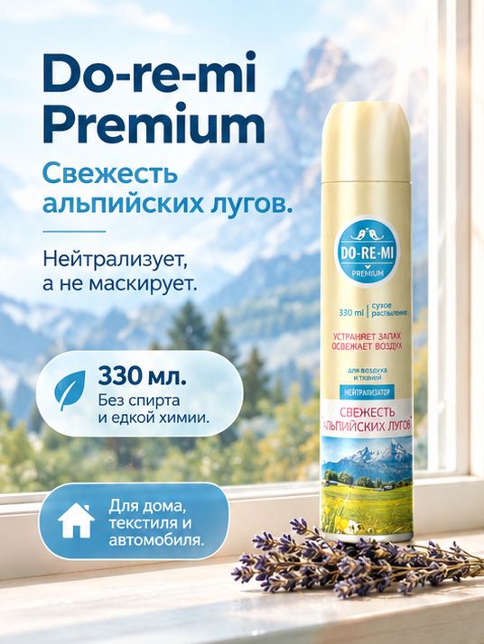 Do-re-mi Premium Нейтрализатор запахов, Свежесть альпийских лугов, 330мл