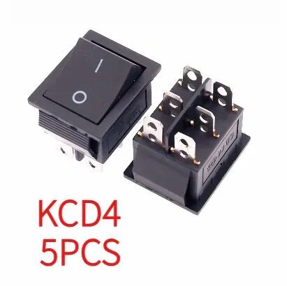 5шт KCD4 Rocker переключатель черный 6Pin ON-OFF 31 * 25мм 16A / 250V AC 20A / 125V AC прозрачный