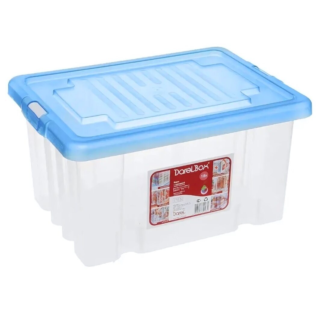 Ящик пластиковый "Darell Box" с крышкой 18л, 41х30х21см, прозрачный, разноцветный принт
