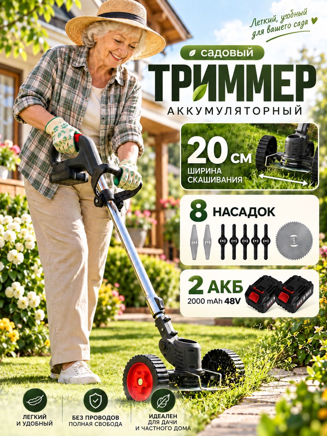 Триммер аккумуляторный садовый